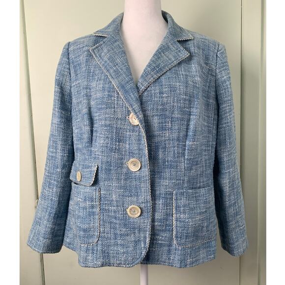 Roberto Quaglia Women’s Tweed Blazer Blue Size 46 - Picture 1 of 13